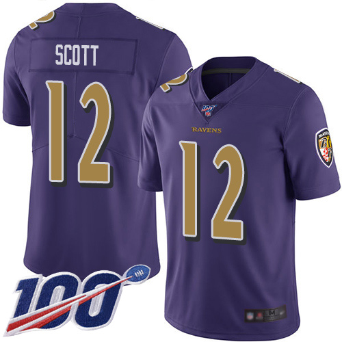 Baltimore Ravens Limited Purple Men Jaleel Scott Jersey NFL Football 12 100th Season Rush Vapor Untouchable